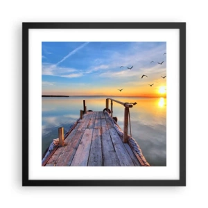 Poster in einem schwarzem Rahmen - Lauf direkt der Sonne entgegen - 40x40 cm