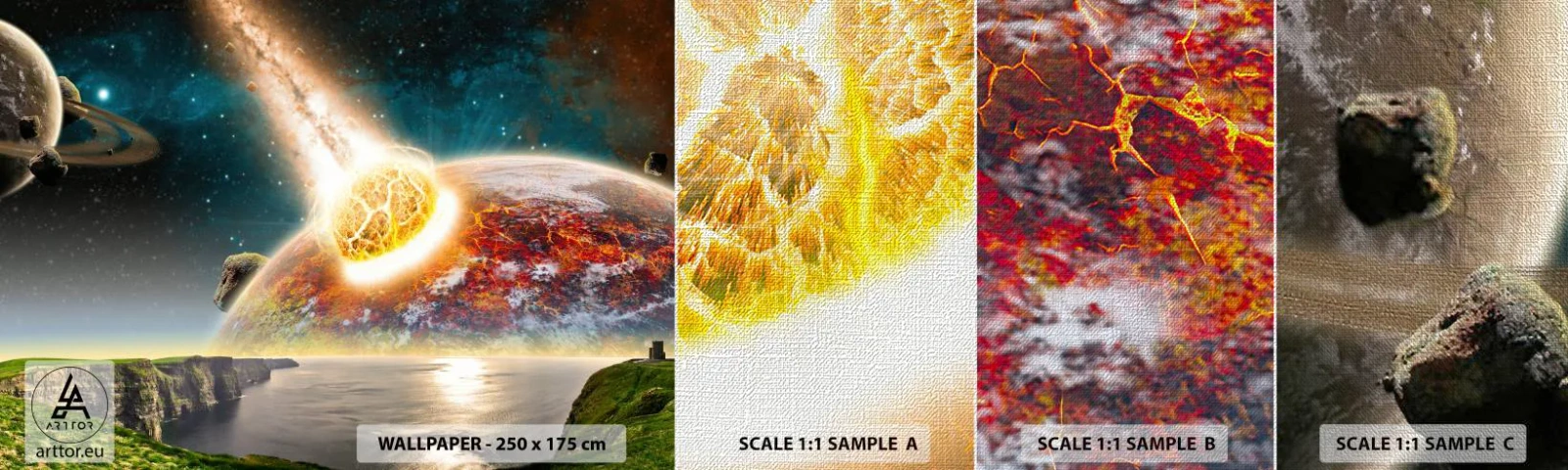 Fototapeten Muster Premium Canvas - Kosmisches Drama - Abstraktion, Landschaft, Kosmos - 100x30 cm