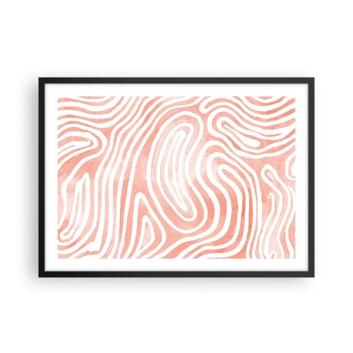 Poster in einem schwarzem Rahmen - Abstraktes Muster in Rosa- und Weißtönen - 70x50cm - Im Korallenlabyrinth - Moderne Wanddekoration für Wohnzimmer und Schlafzimmer ARTTOR