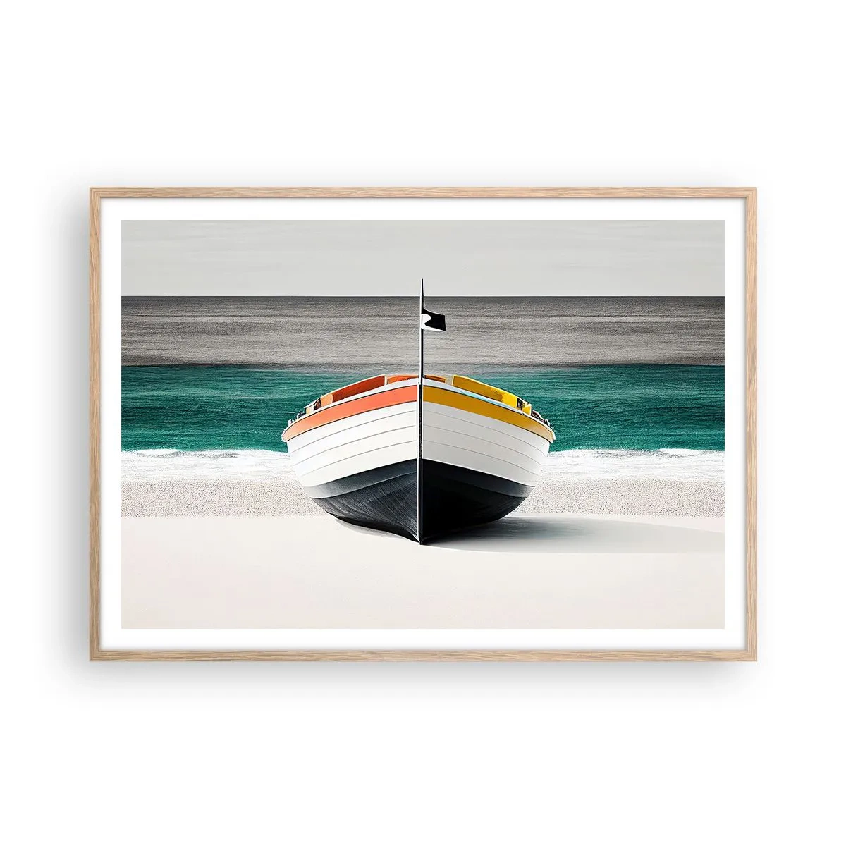 Poster in einem Rahmen aus heller Eiche - An seinem Platz - 100x70 cm