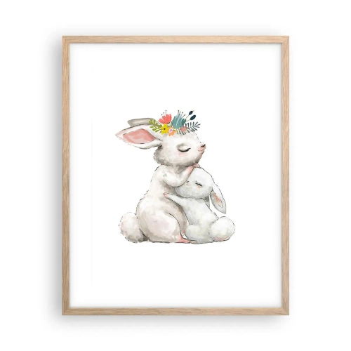 Poster in einem Rahmen aus heller Eiche - Bei Mama ist's am schönsten - 40x50 cm