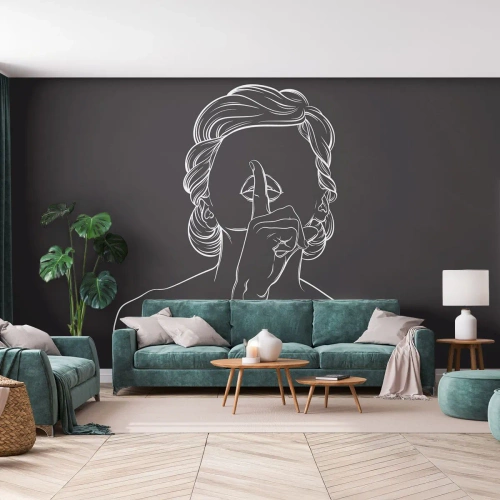 Selbstklebende Fototapete Deluxe Sticker - Schönheit erblüht in der Stille - Frau, Zeichnung, Linie - 100x70 cm
