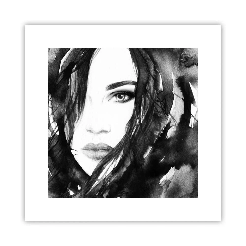 Poster - Porträt einer Dame in Schwarzweiß - 30x30 cm