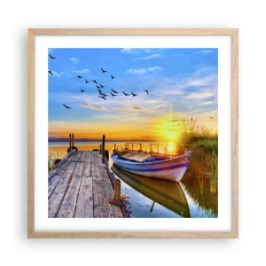 Poster in einem Rahmen aus heller Eiche - Bis morgen - 50x50 cm