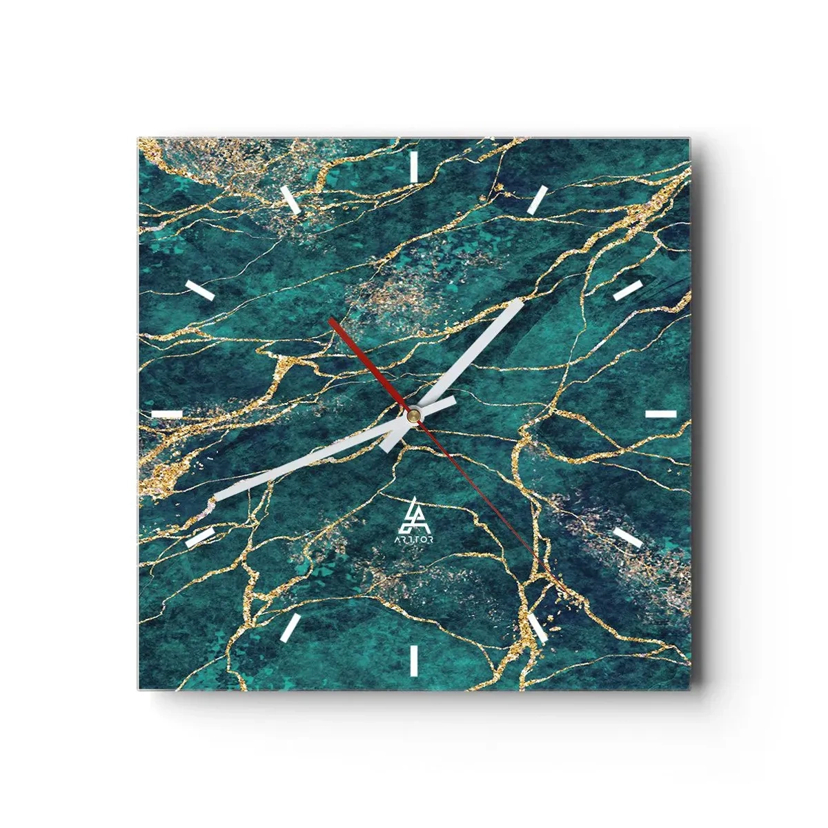 Wanduhr - Glasuhr - Goldmine - 40x40 cm