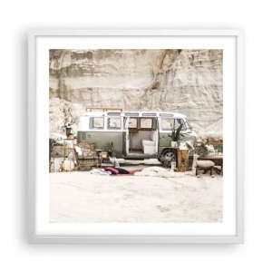 Poster in einem weißen Rahmen - Es ist die Zeit, die Reise zu beginnen - 50x50 cm