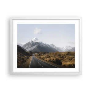 Poster in einem weißen Rahmen - Der Weg ins Herz der Berge - 50x40 cm