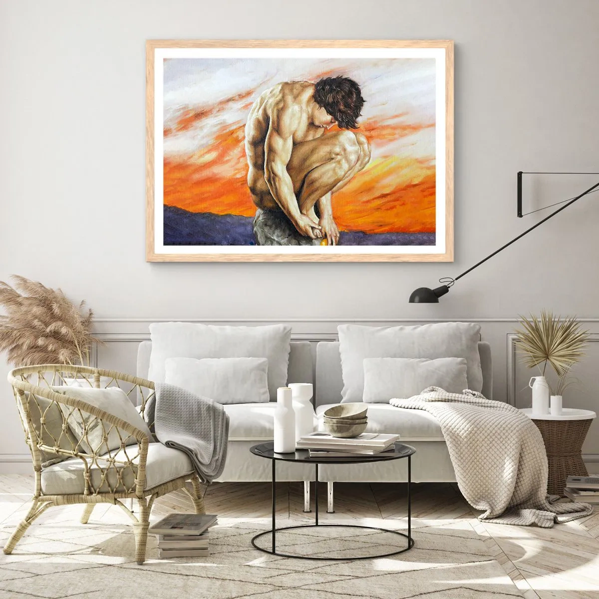 Poster in einem Rahmen aus heller Eiche - In sich versunken - 70x50 cm