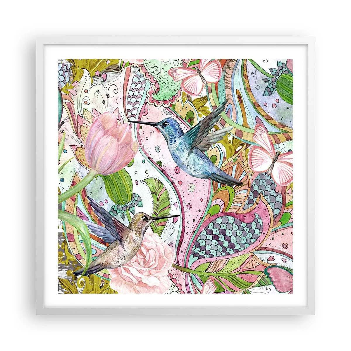 Poster in einem weißen Rahmen - Verstrickt in Weinreben - 60x60 cm