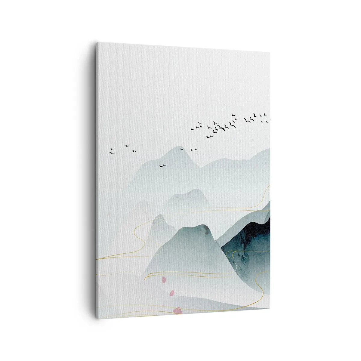 Bild auf Leinwand - Leinwandbild - Abstrakte Berge in Pastelltönen - 50x70cm - Über die Gipfel - Moderne Wanddekoration für Wohnzimmer und Schlafzimmer ARTTOR