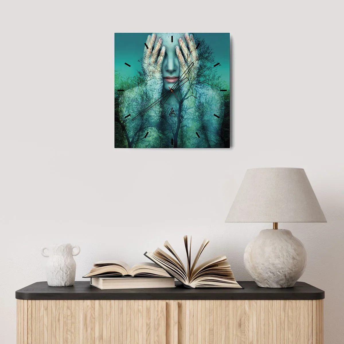 Wanduhr - Glasuhr - Eingetaucht in Blau - 30x30 cm