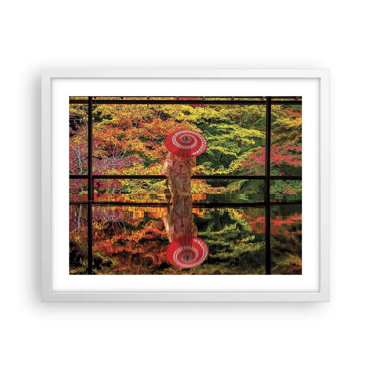 Poster in einem weißen Rahmen - Im Tempel der Natur - 50x40 cm