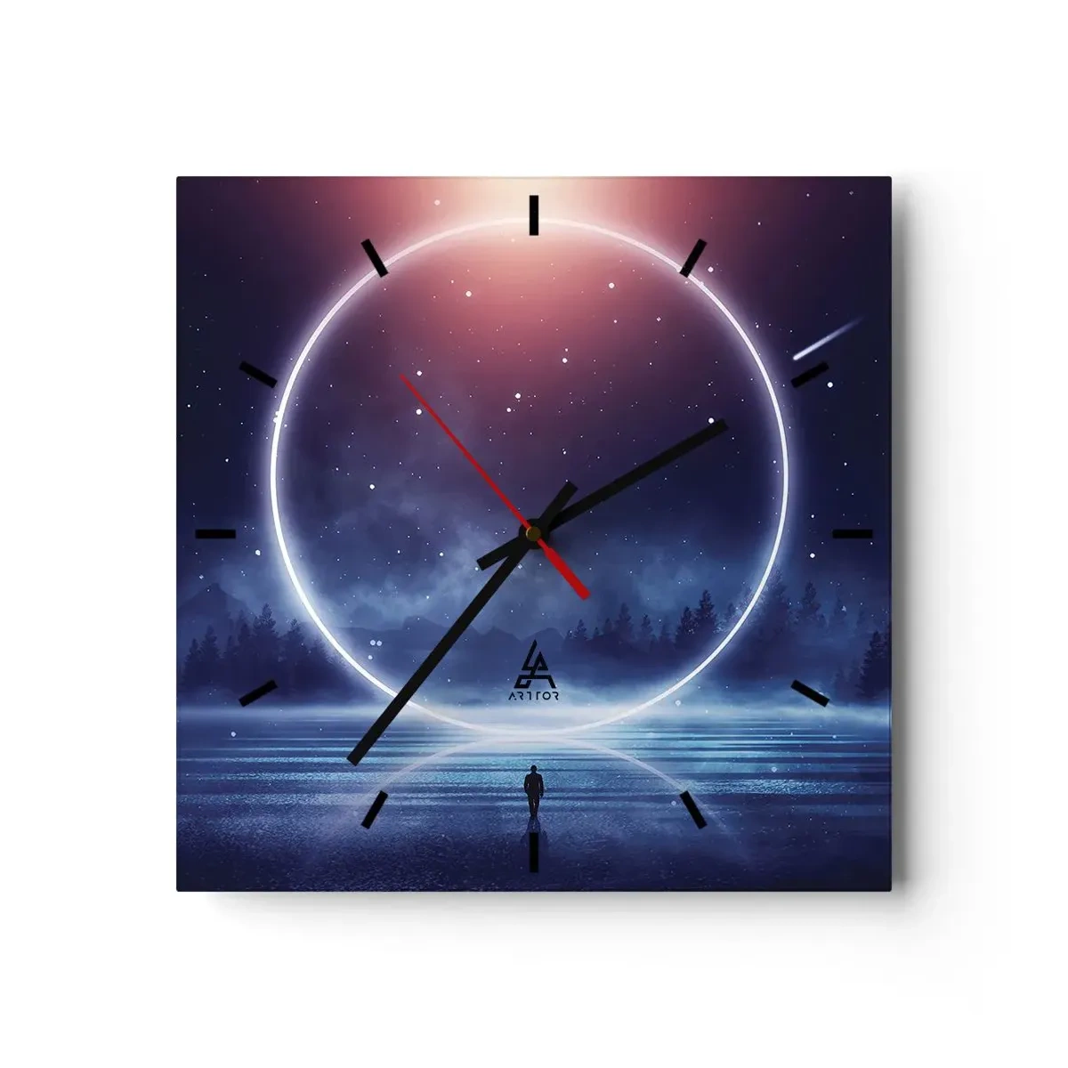 Wanduhr - Glasuhr - Sie sind schon da ... - 40x40 cm