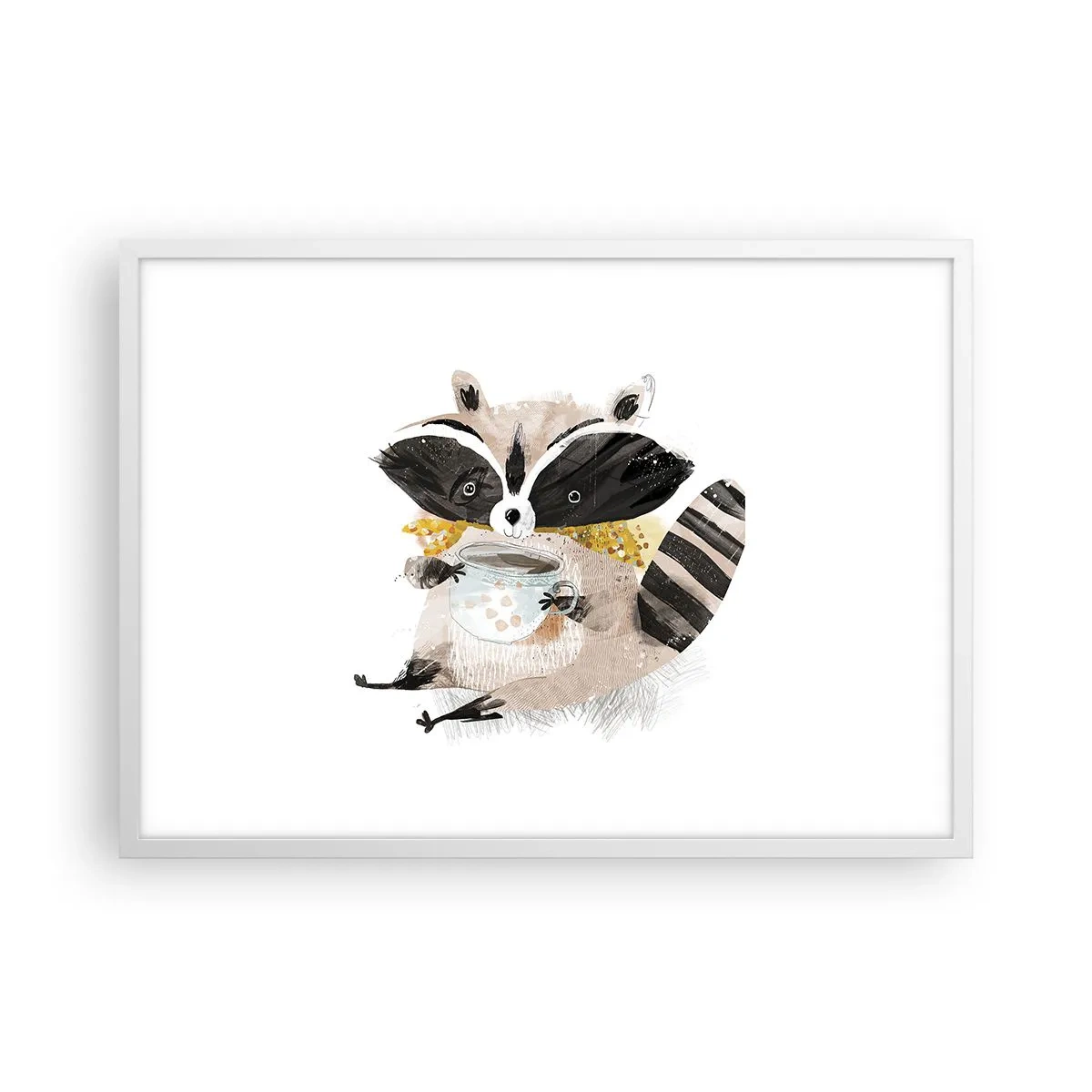 Poster in einem weißen Rahmen - Mein Freund der Waschbär - 70x50 cm