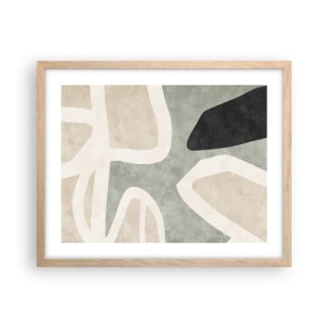 Poster in einem Rahmen aus heller Eiche - Komposition mit schwarzem Motiv - 50x40 cm