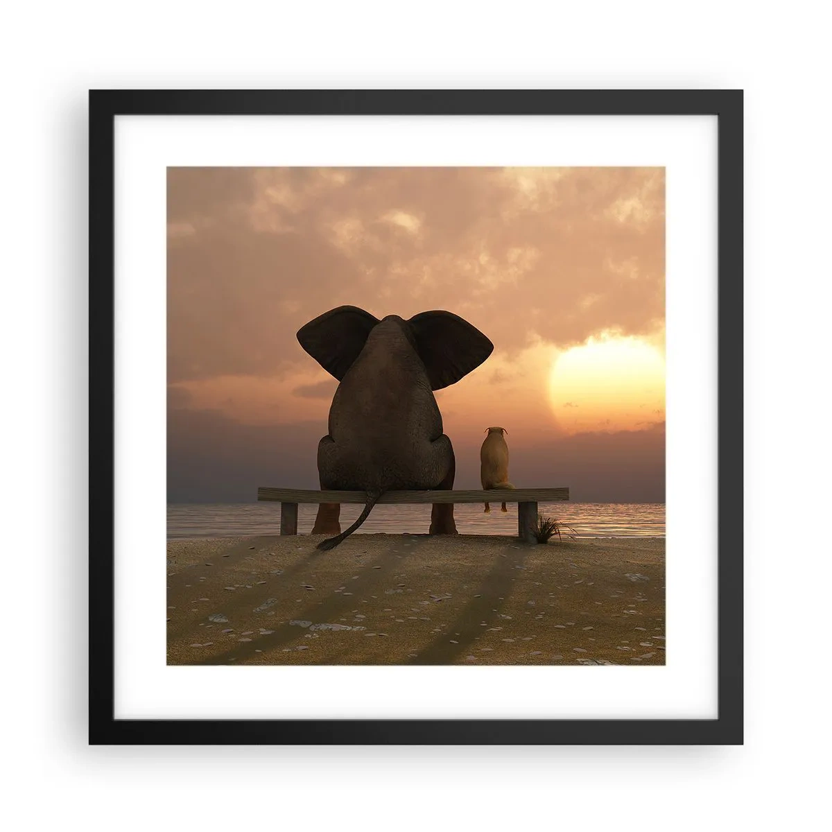 Poster in einem schwarzem Rahmen - Es tut gut zusammen zu schweigen - 40x40 cm