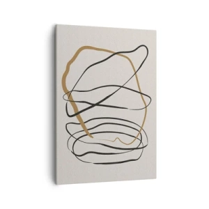 Bild auf Leinwand - Leinwandbild - Künstlerische Linien in Schwarz und Gold auf hellem Hintergrund - 50x70cm - Komposition – Looptanz - Moderne Wanddekoration für Wohnzimmer und Schlafzimmer ARTTOR