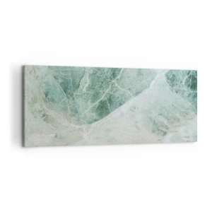 Bild auf Leinwand - Leinwandbild - Grüner Marmor mit zarten weißen Adern - 120x50cm - Edle Kälte des Steins - Moderne Wanddekoration für Wohnzimmer und Schlafzimmer ARTTOR