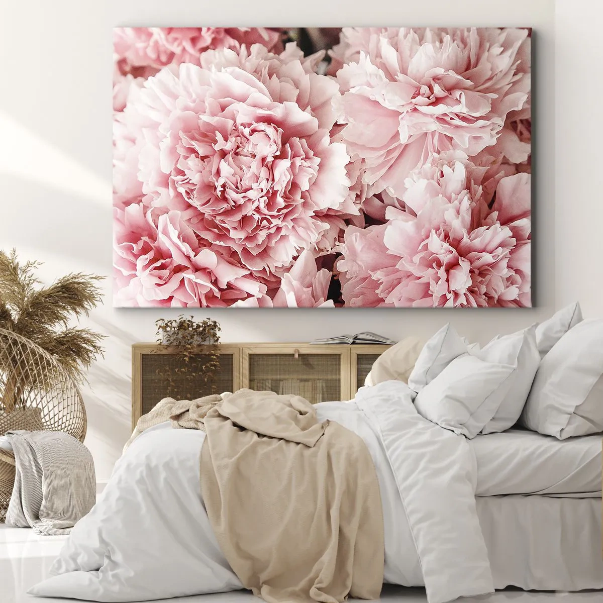 Bild auf Leinwand - Leinwandbild - Zarte rosa Pfingstrosen in zartem Ambiente - 120x80cm - Rosa Traum - Moderne Wanddekoration für Wohnzimmer und Schlafzimmer ARTTOR