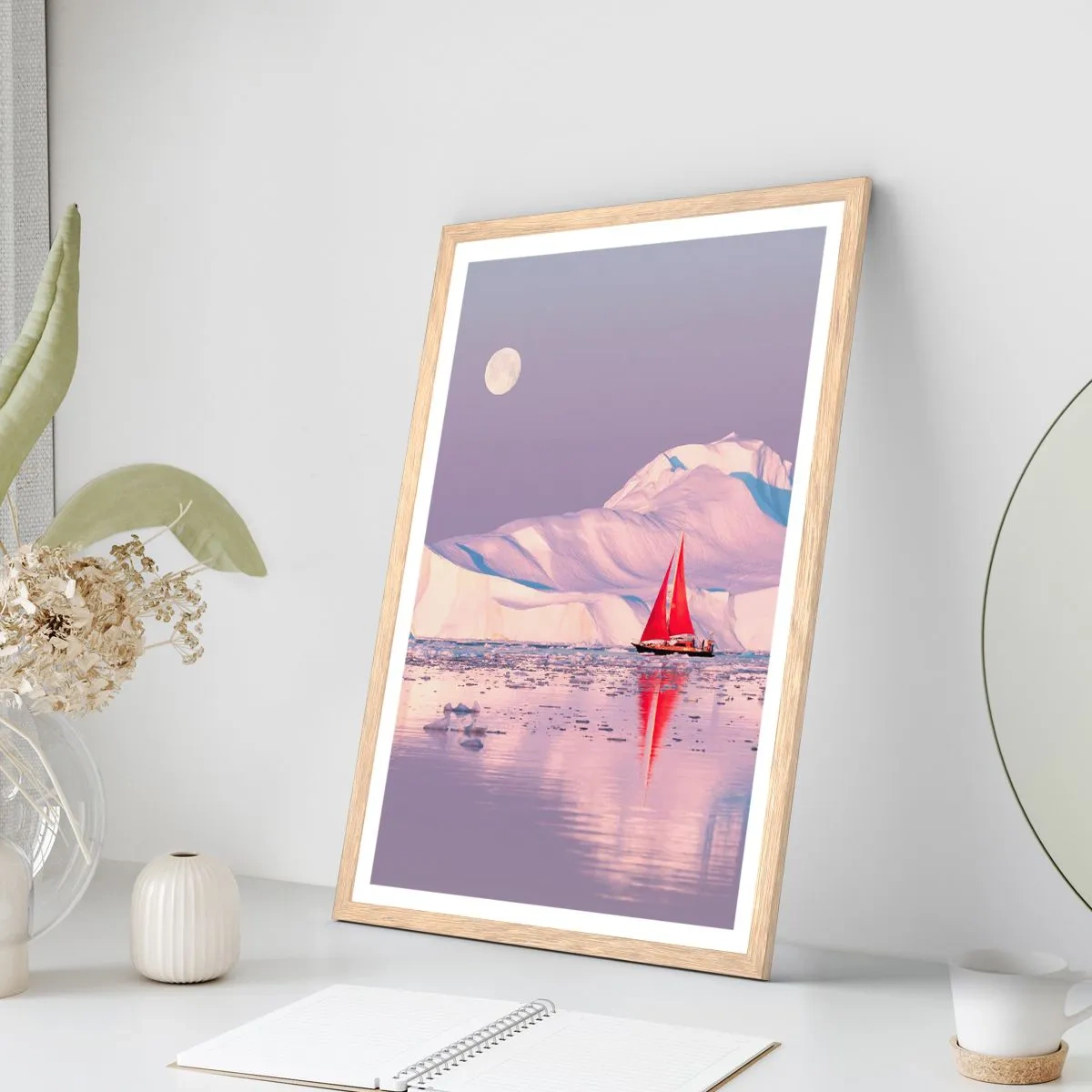 Poster in einem Rahmen aus heller Eiche - Die Hitze des Segels, die Kälte des Eises - 40x50 cm