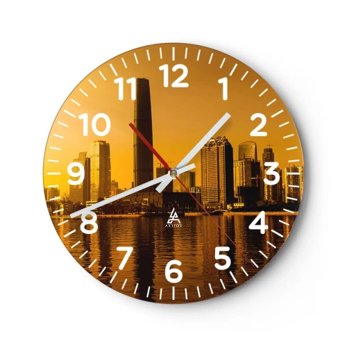 Wanduhr - Glasuhr - Die goldene Stadt - 40x40 cm