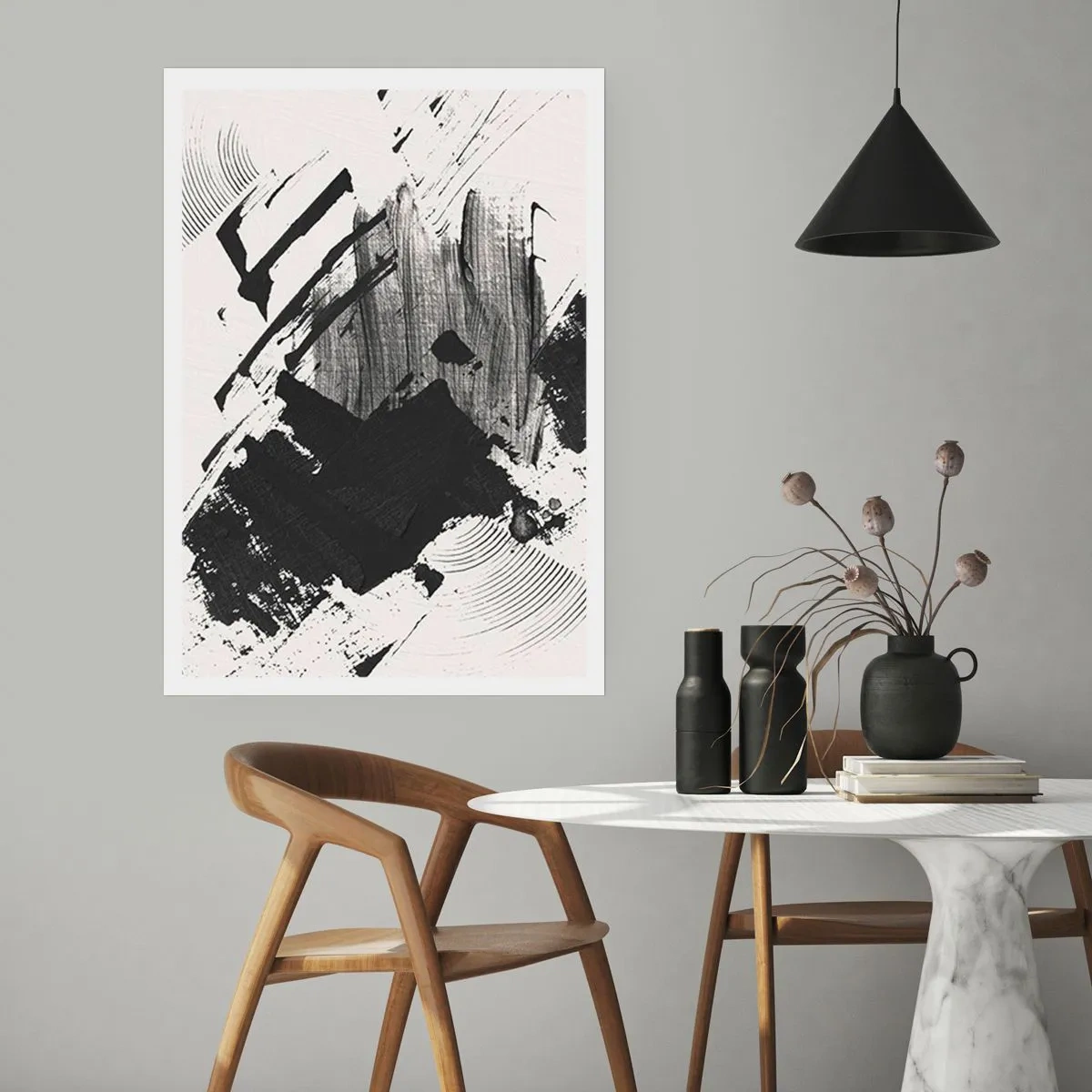 Poster - Abstraktion – Ausdruck von Schwarz - 40x50 cm