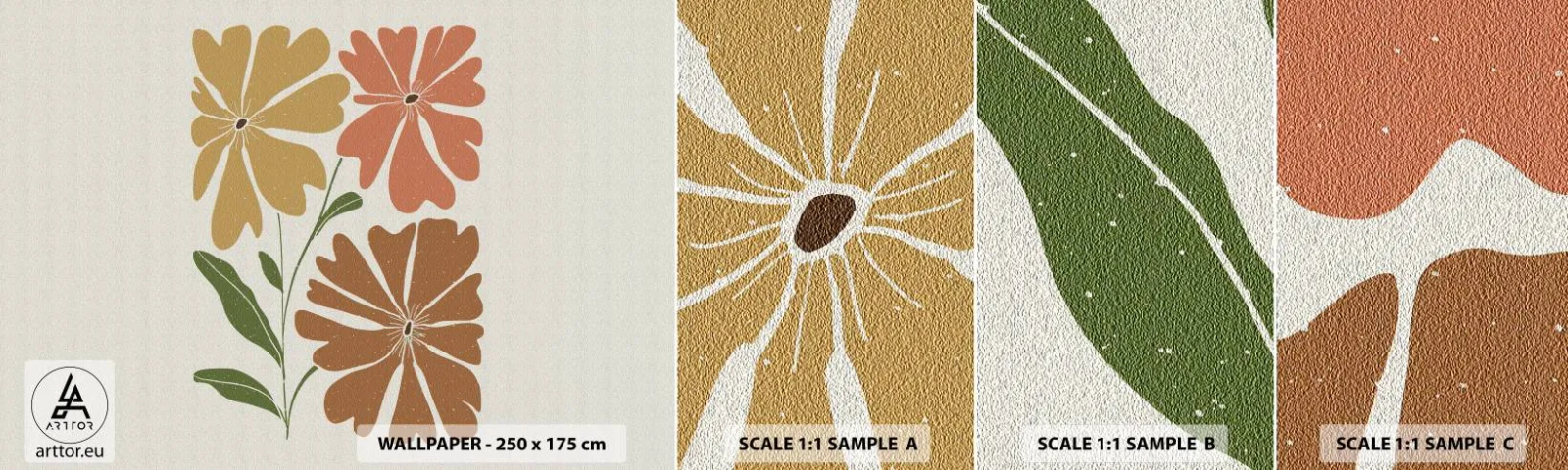 Fototapeten Muster Selbstklebend Deluxe Sticker - Natur und Geometrie - Boho, Blumen, Minimalismus - 100x30 cm