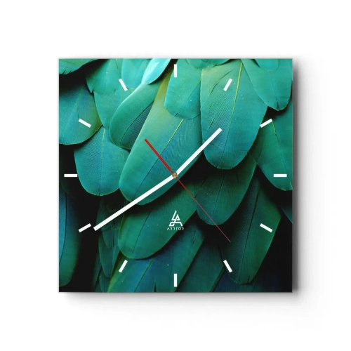 Wanduhr - Glasuhr - Papageienartige Präzision - 40x40 cm