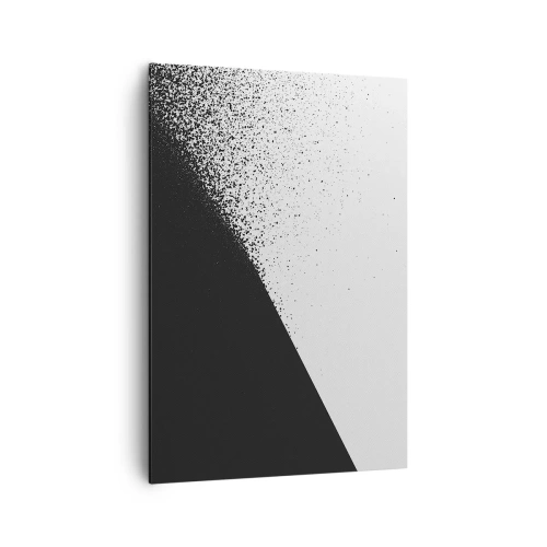 Bild auf Leinwand - Leinwandbild - Minimalistische Abstraktion in Schwarz und Weiß mit verstreuten Punkten - 70x100cm - Immer schneller, immer mehr - Moderne Wanddekoration für Wohnzimmer und Schlafzimmer ARTTOR