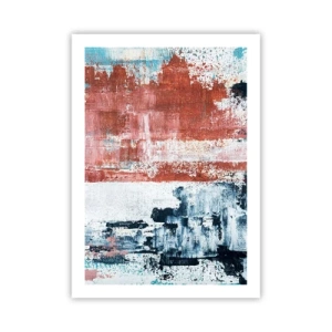 Poster - Abstrakte Komposition in Rot-, Weiß- und Blautönen - 50x70cm - Fünfzig-Fünfzig abstrakt - Moderne Wanddekoration für Wohnzimmer und Schlafzimmer ARTTOR