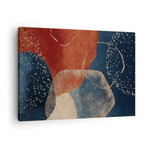 Bild auf Leinwand - Leinwandbild - Abstrakte Formen in Rot- und Blautönen - 70x50cm - Die Leichtigkeit des Seins - Moderne Wanddekoration für Wohnzimmer und Schlafzimmer ARTTOR