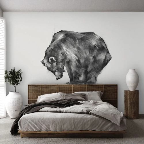 Fototapete Standard Eco - Abstrakte Zeichnung eines Bären mit einer Spiegelung im Wasser - 100x70cm - Schön, jemanden in der Nähe zu sehen - Moderne Wanddekoration für Wohnzimmer und Schlafzimmer ARTTOR