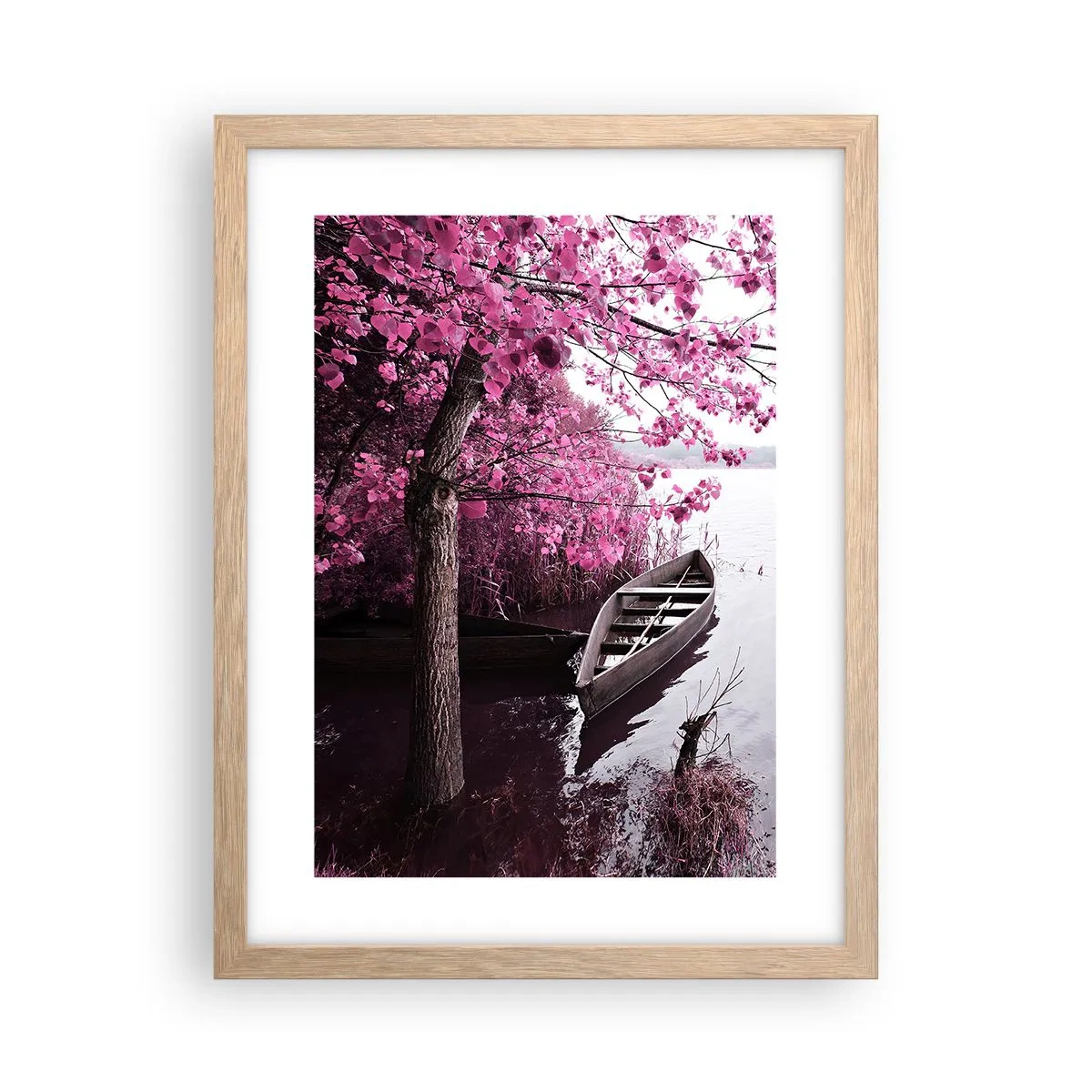 Poster in einem Rahmen aus heller Eiche - In rosa Stille - 30x40 cm