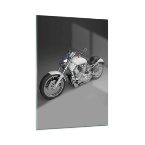 Glasbild - Bild auf glas - Ein stylisches Motorrad auf grauem Hintergrund mit modernem Touch - 50x70cm - So dass man hinknien möchte - Moderne Wanddekoration für Wohnzimmer und Schlafzimmer ARTTOR