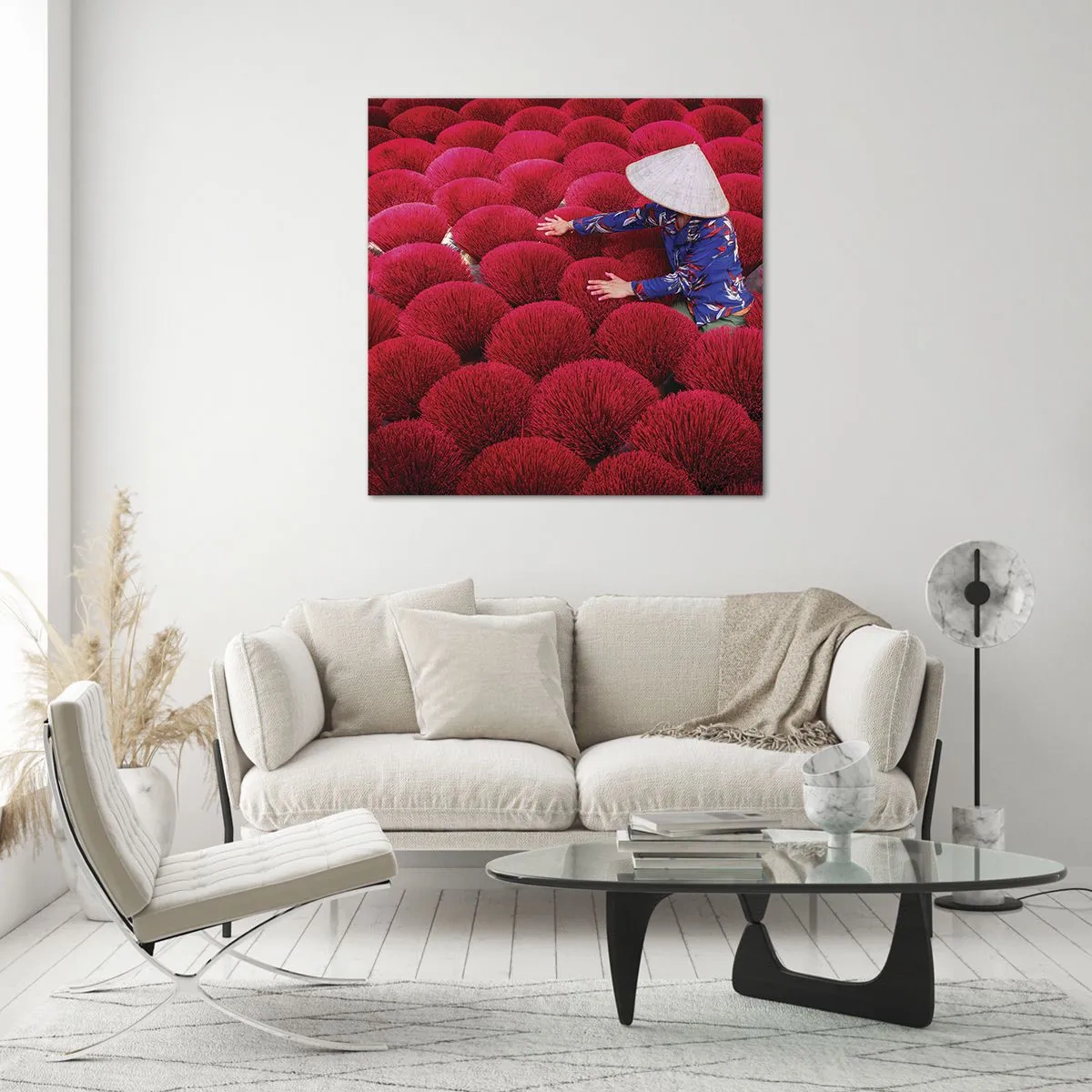 Glasbild - Bild auf glas - Im Reisfeld - 70x70 cm