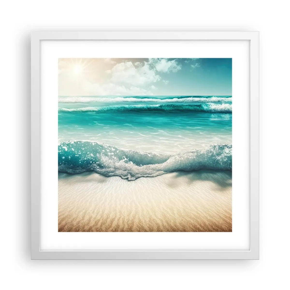 Poster in einem weißen Rahmen - Frieden des Ozeans - 40x40 cm