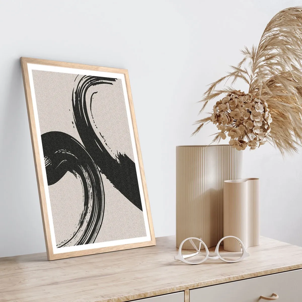 Poster in einem Rahmen aus heller Eiche - Ausladend und kreisförmig - 70x100 cm