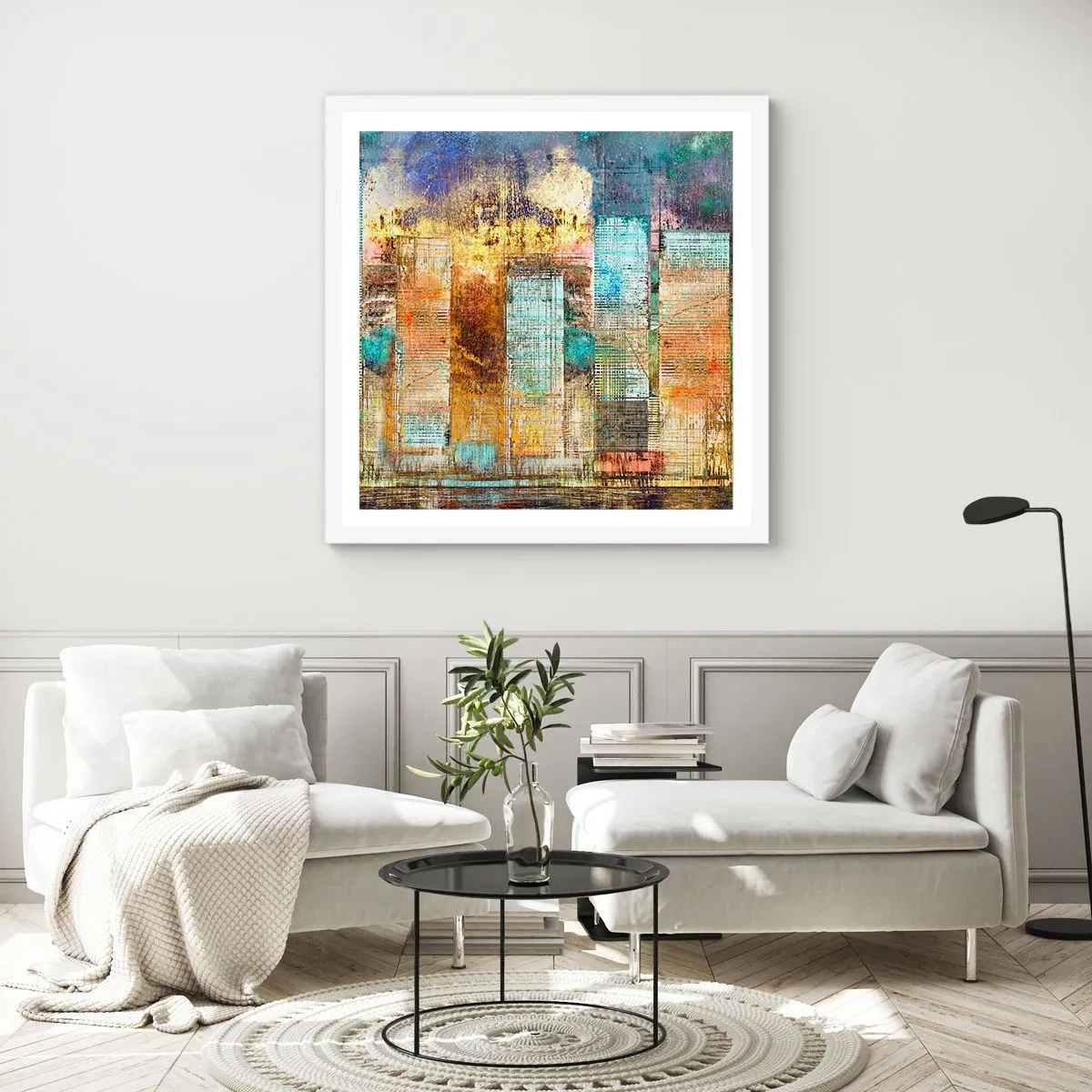 Poster in einem weißen Rahmen - Sonnige Metropole - 30x30 cm