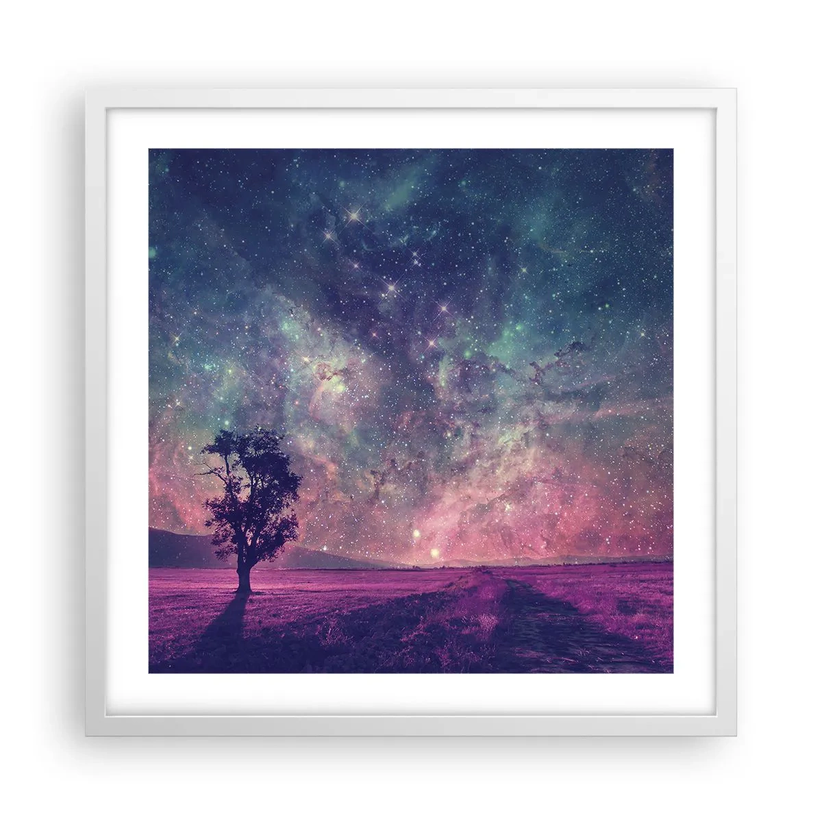Poster in einem weißen Rahmen - Unter dem magischen Himmel - 50x50 cm