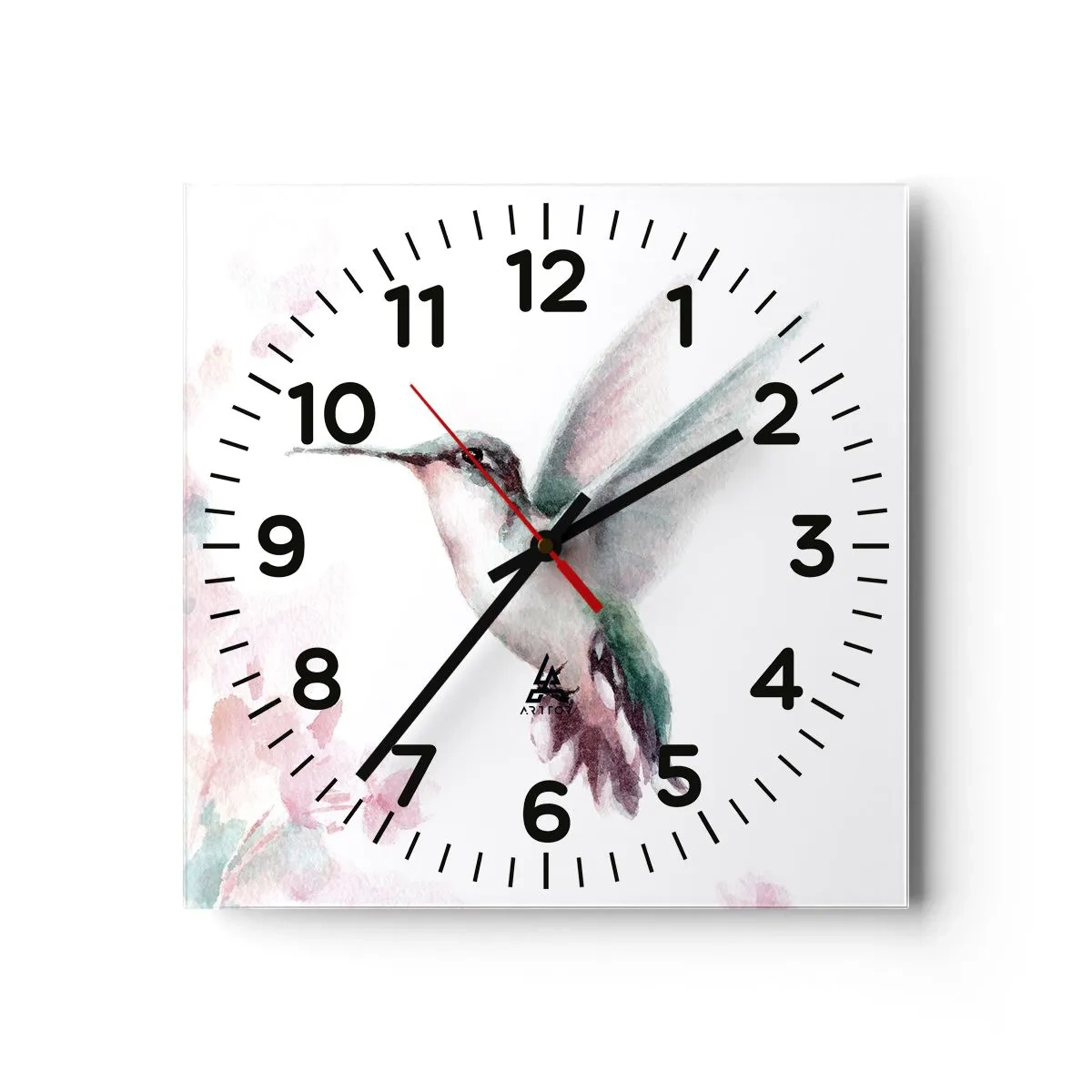 Wanduhr - Glasuhr - Im Flattern gehalten - 40x40 cm
