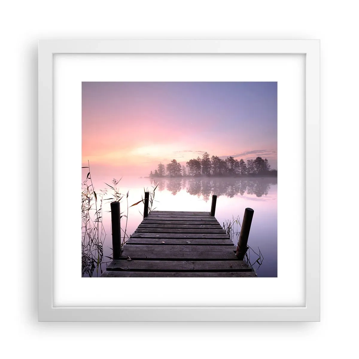 Poster in einem weißen Rahmen - Aus dem lila Nebel ... - 30x30 cm