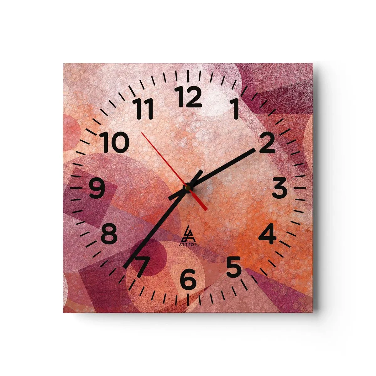 Wanduhr - Glasuhr - Geometrische Transformationen in Pink - 40x40 cm