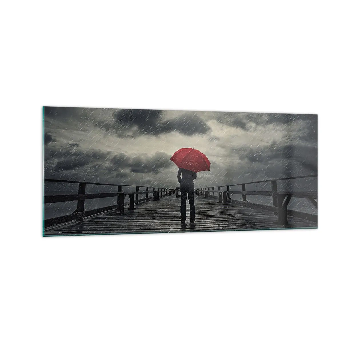 Glasbild - Bild auf glas - Es ist egal, dass es regnet - 100x40 cm