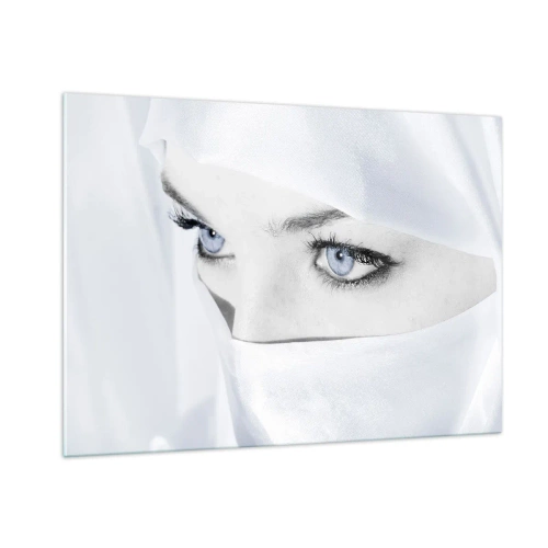 Glasbild - Bild auf glas - Ein subtiles Porträt mit ausdrucksstarken blauen Augen - 100x70cm - Aus Tausendundeiner Nacht - Moderne Wanddekoration für Wohnzimmer und Schlafzimmer ARTTOR