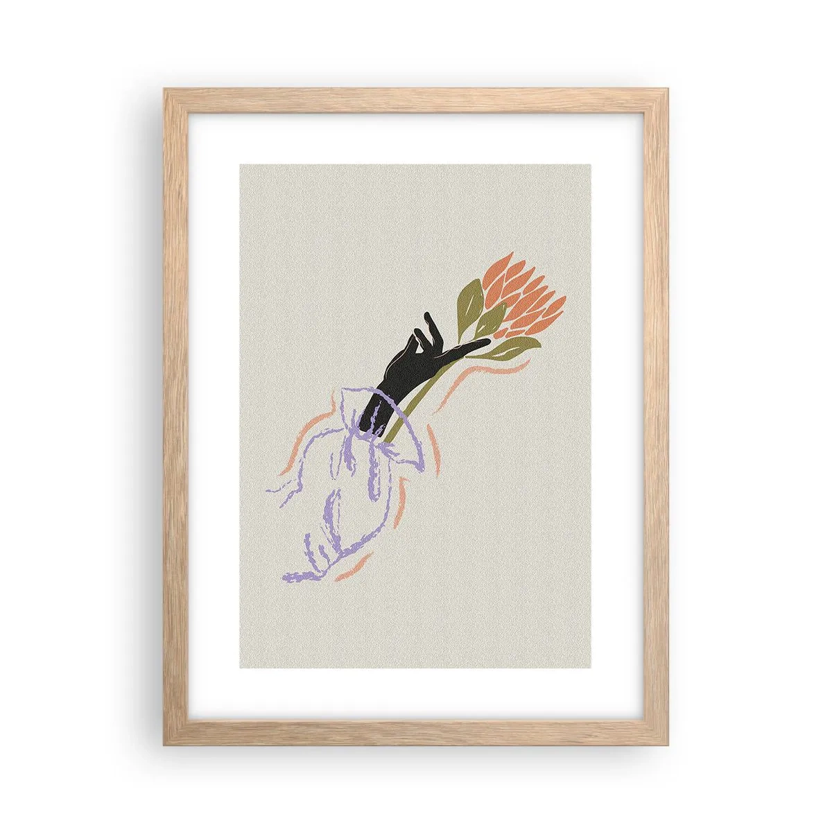 Poster in einem Rahmen aus heller Eiche - Schwesterliche Berührung - 30x40 cm