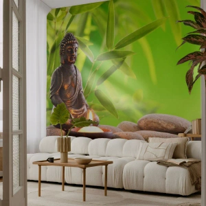 Selbstklebende Fototapete Deluxe Sticker - Das Leben ist wunderschoen - Buddha, Bambus, Spa - 350x256 cm