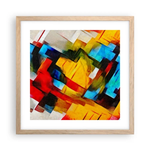 Poster in einem Rahmen aus heller Eiche - Ein bunter Interleaver - 40x40 cm