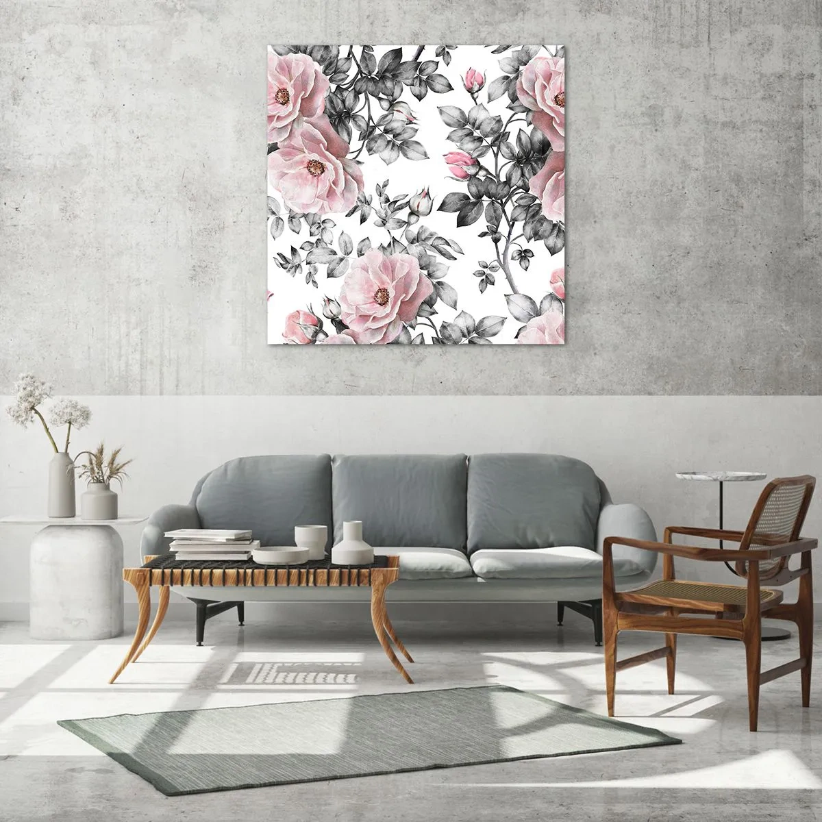 Glasbild - Bild auf glas - Verliere dich in den Blüten der Rosen - 70x70 cm