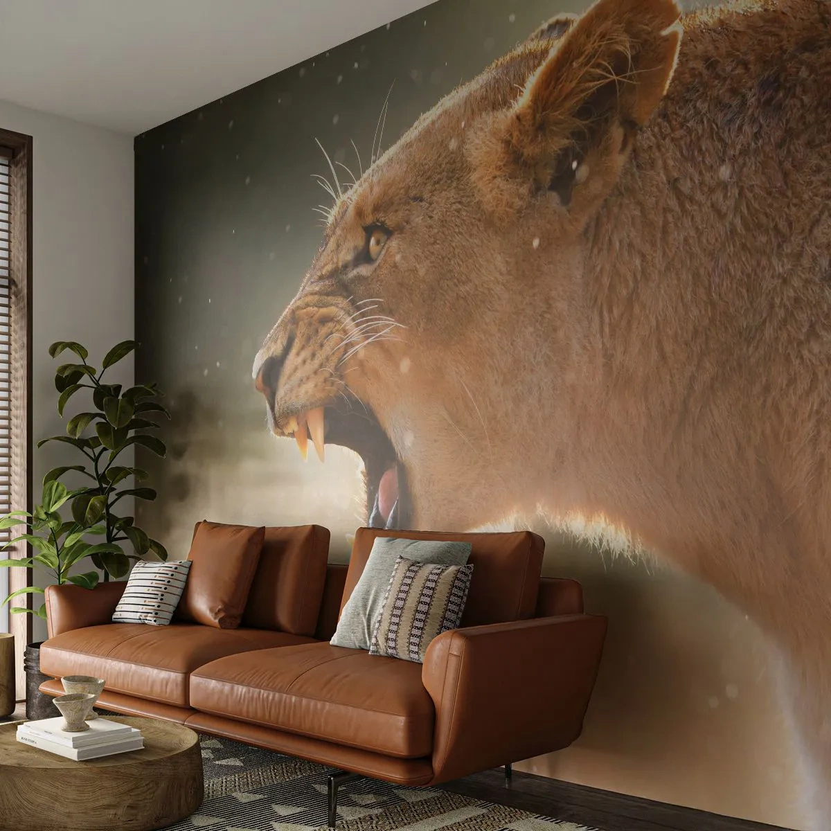 Fototapete Premium Canvas - Versuch, nicht zuzuhören - Tiere, Löwe, Afrika - 500x350 cm