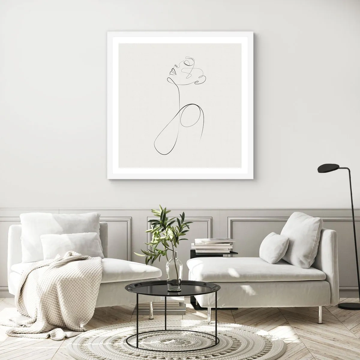 Poster in einem weißen Rahmen - Versunken in Träumen - 40x40 cm